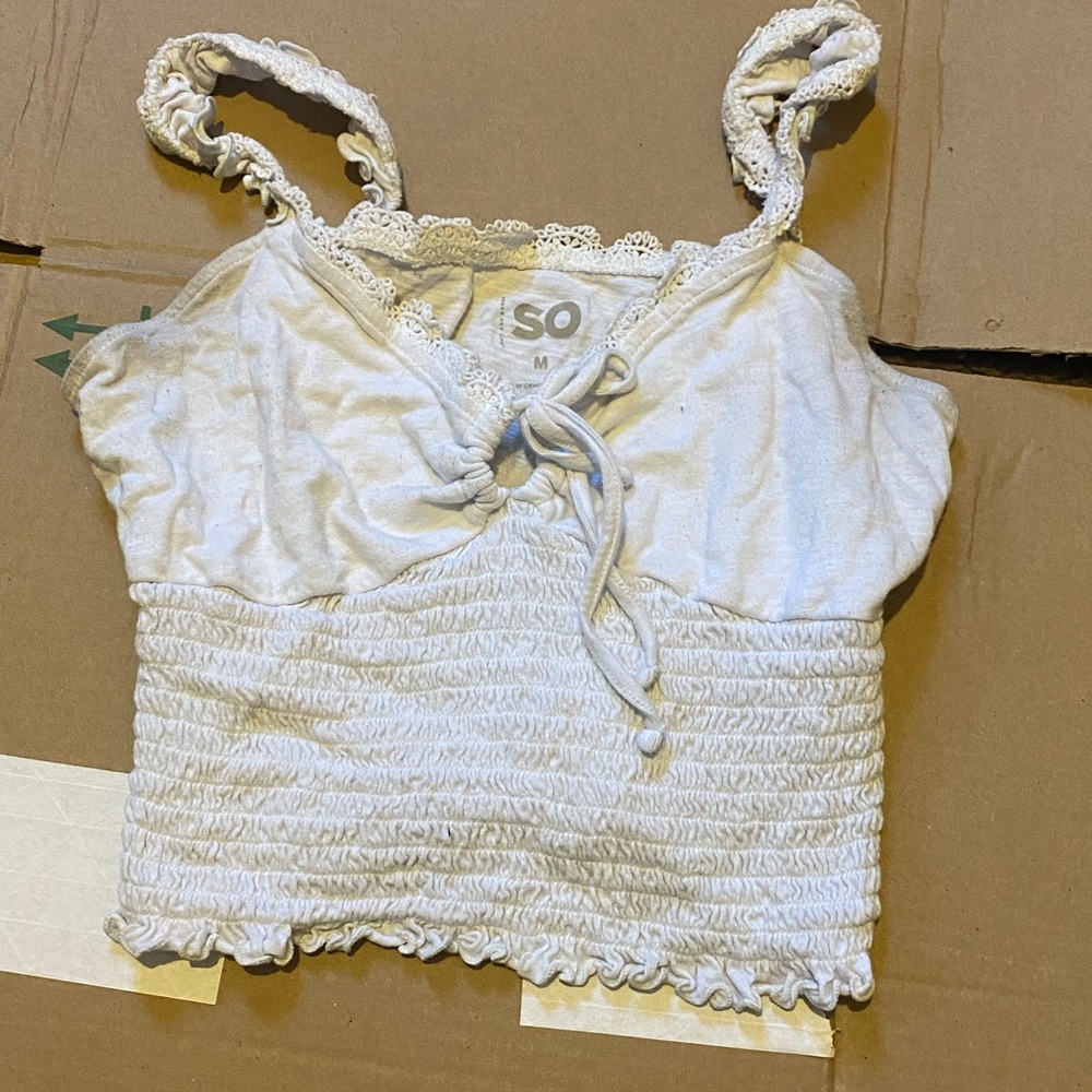 SO Lace-Trimmed White Top